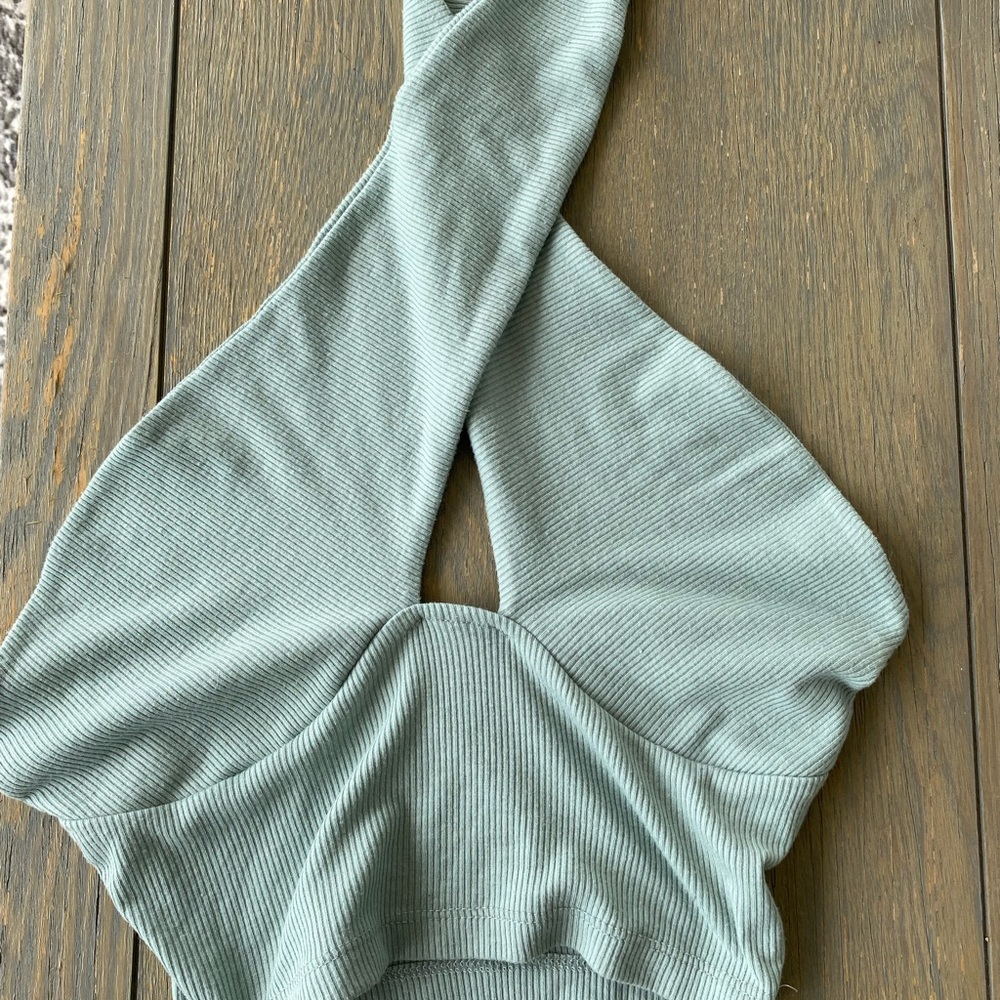 MINT GREEN CUTE TIE HALTER TOP^